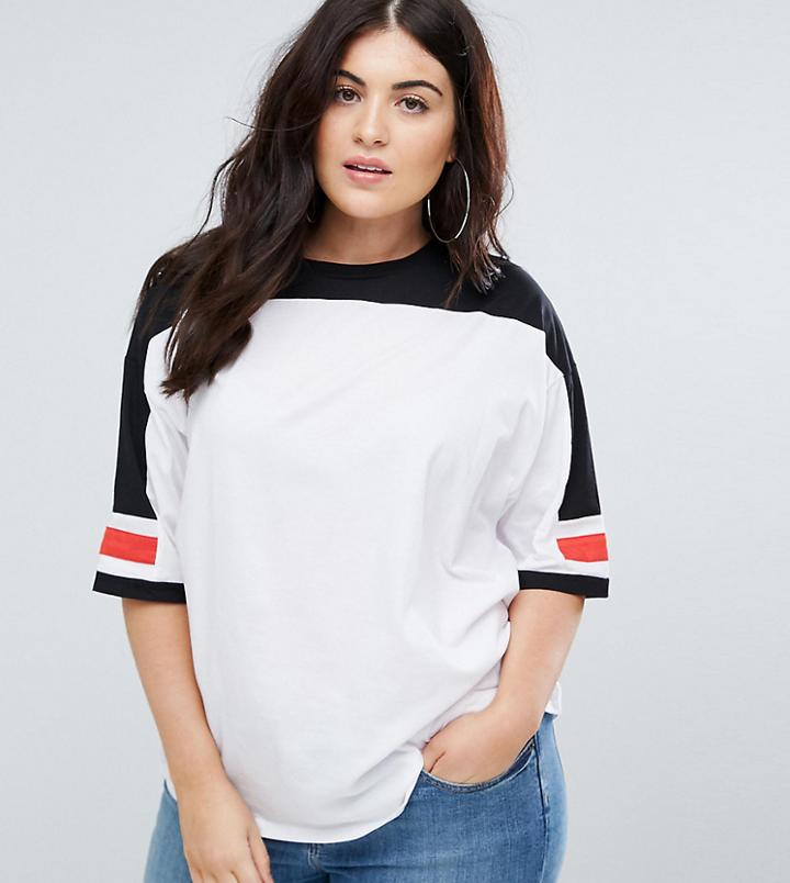 Asos Curve T-shirt In Retro Color Block - Multi