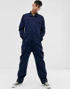 M.c.overalls Polycotton Collared Zip Overall In Navy - Navy