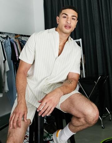 Weekday Kian Striped Shirt In White