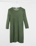 Jdy 3/4 Sleeve Knitted Midi Sweater Dress In Dark Green