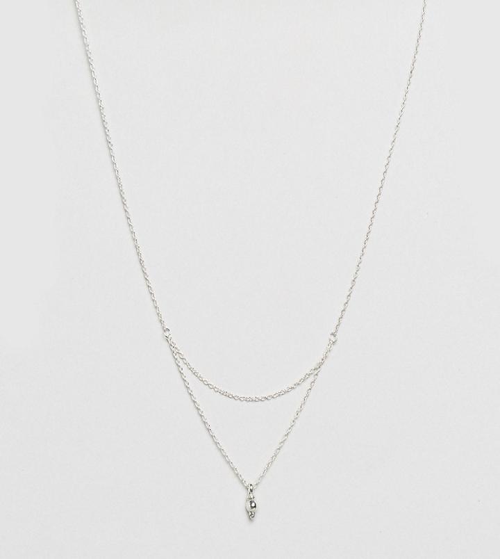 Asos Sterling Silver Mini Ball Pendant Multirow Necklace - Silver