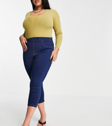 Yours Cropped Jeggings In Indigo-blues