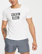 Calvin Klein Chest Logo Relaxed Fit Swim T-shirt In White