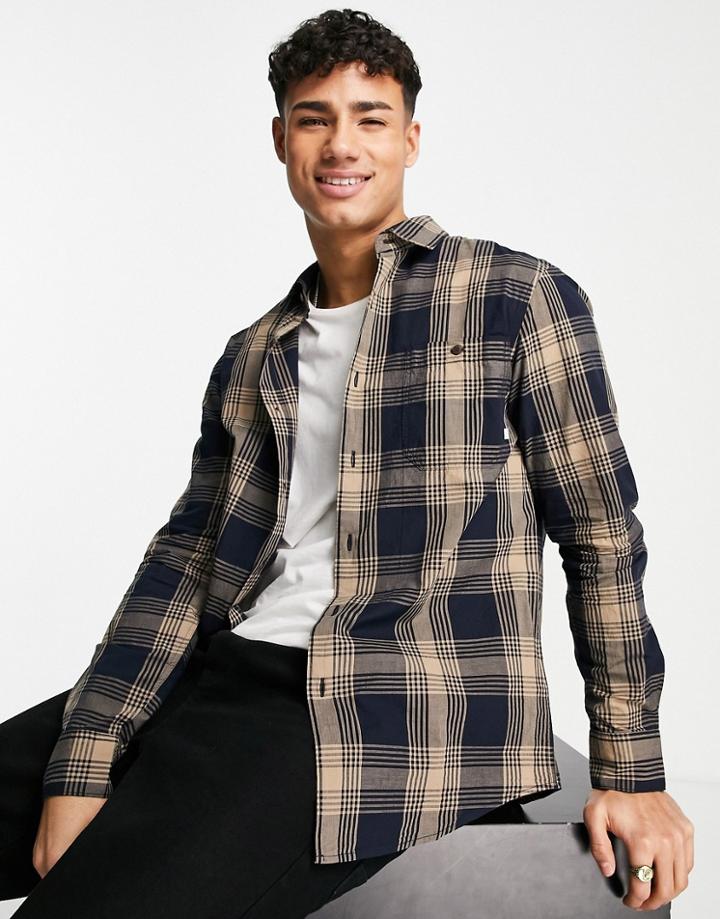 Farah Garner Plaid Shirt In Navy
