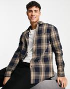 Farah Garner Plaid Shirt In Navy