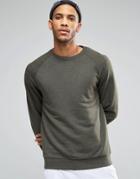 Asos Sweatshirt In Khaki Marl - Field Green Marl