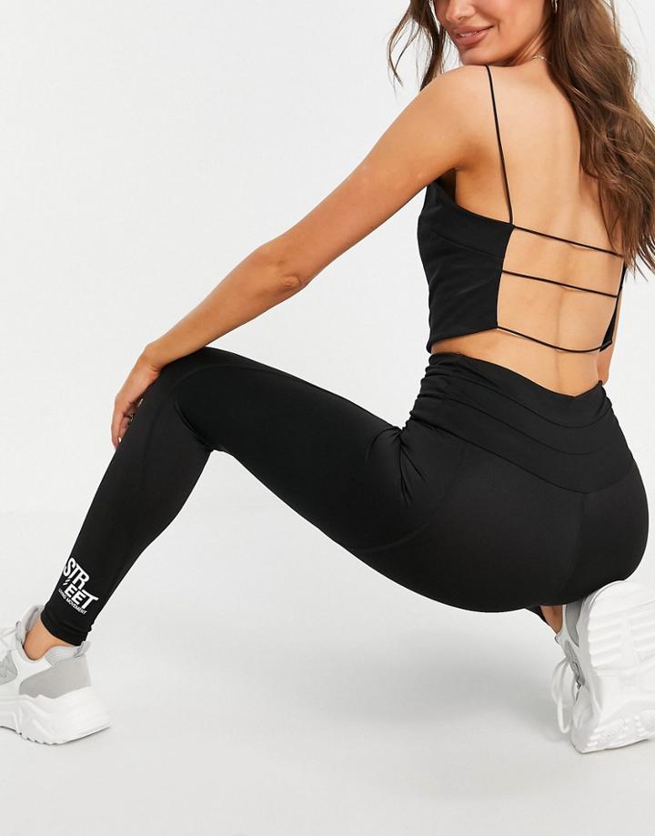 Stradivarius Sculpt Leggings Set In Black