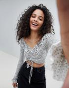 Nobody's Child Crop Tea Blouse In Star Print - White