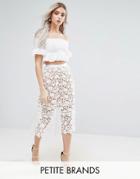 Missguided Petite Lace Detail Midi Skirt - White