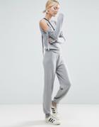 Asos Knit Joggers With Tie Detail In Cashmere Mix Co-ord - Gray