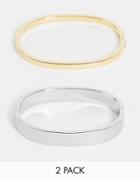 Calvin Klein Set Of Bangles In Silver And Gold
