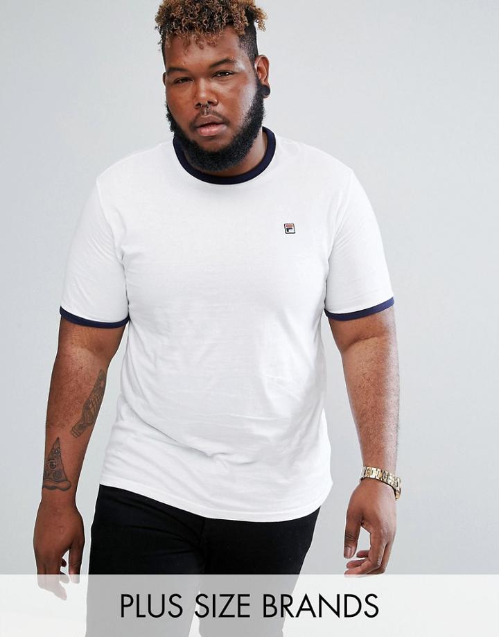 Fila Vintage Plus Ringer T-shirt With Small Logo In White - White