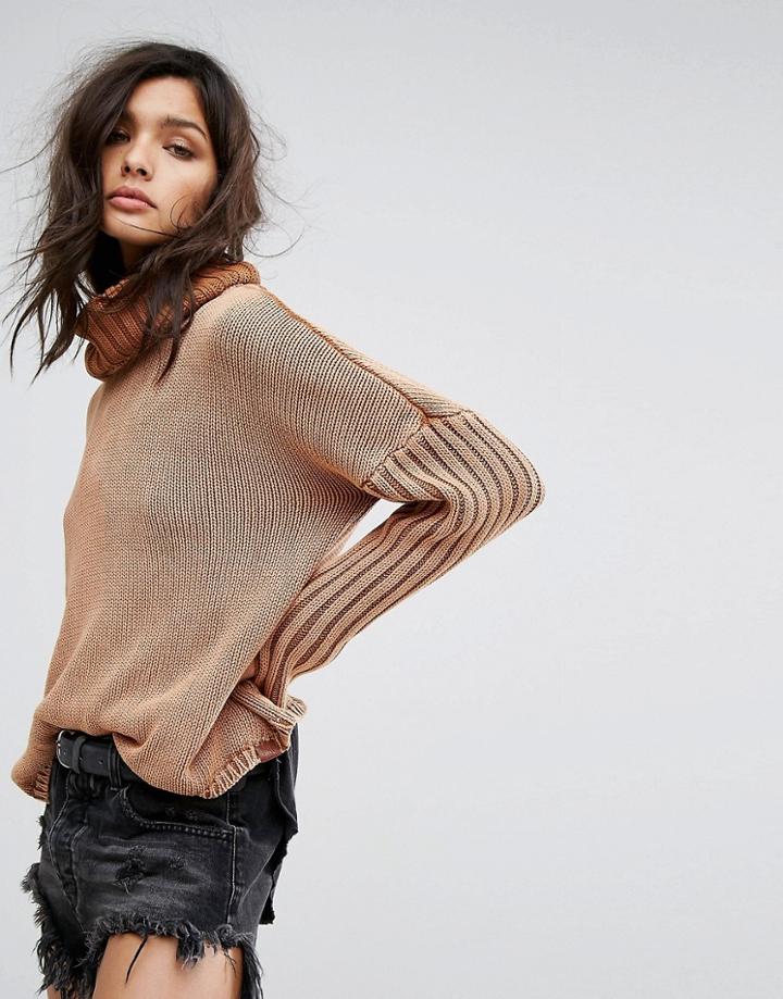 One Teaspoon Roll Neck Sweater - Brown