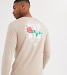 Asos Design Tall Long Sleeve T-shirt With City And Flower Back Print-beige