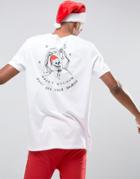 Asos Holidays Longline T-shirt With Baubles Skeleton Chest And Back Pr