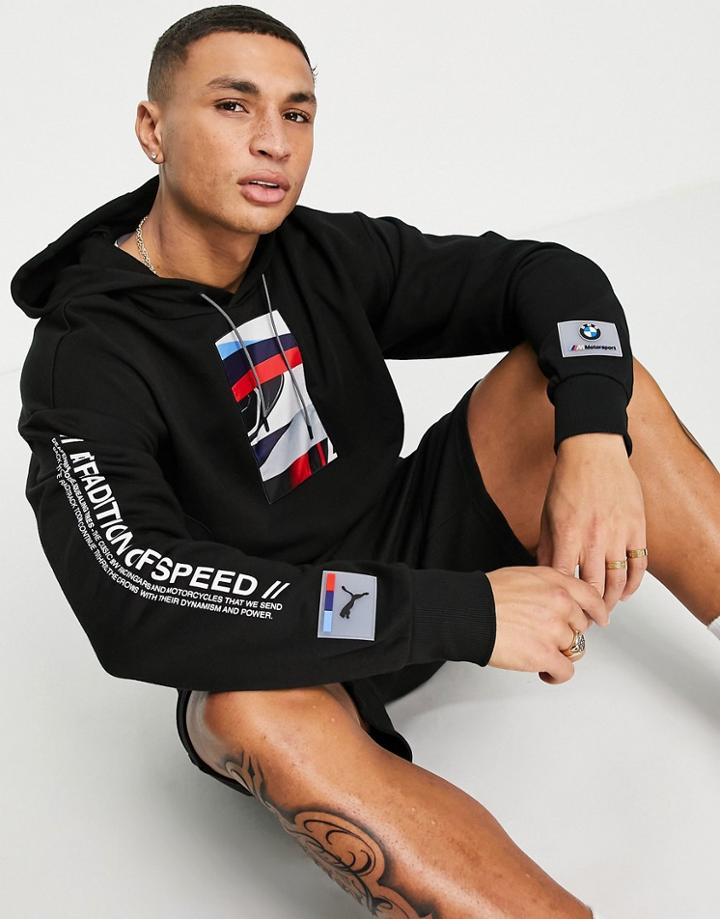 Puma Bmw Graphic Hoodie In Black