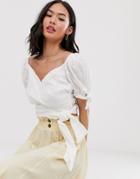 Moon River Wrap Front Blouse-white