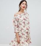 Asos Maternity Lace Up Shoulder Floral Mini Dress - Multi