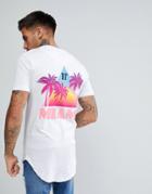 11 Degrees Muscle T-shirt In White With Miami Back Print - White