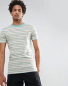 Asos Ed Washed Muscle T-shirt With Retro Stripe And Ringer - White