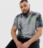 Asos Design Plus Relaxed T-shirt With Tie Dye And Neon Print - Black