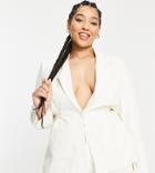 Extro & Vert Plus Tie Waist Blazer In Off White