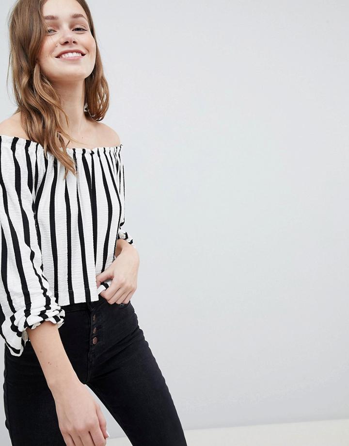 Bershka Stripe Bardot Top - Multi