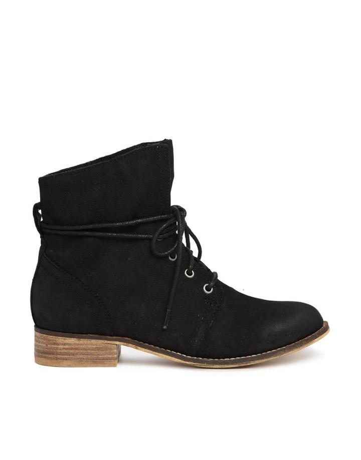 Aldo Perforated Black Lace Ankle Boots