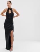 Ax Paris Thigh Split Maxi Dress - Black