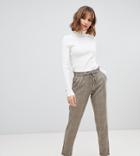Esprit Drawstring Check Pants In Taupe-brown