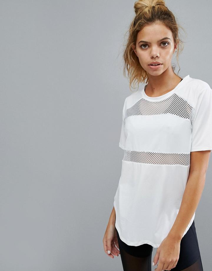 Varley Mesh Insert Tee In White - White