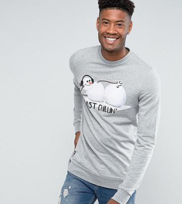 Threadbare Tall Holidays Snowman Sweat - Gray