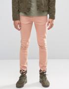 Asos Super Skinny Jeans With Camo Turn Up In Pink - Pink