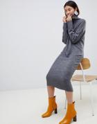 Asos Design Midi Knit Dress-gray