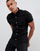 New Look Muscle Fit Oxford Shirt In Black - Black