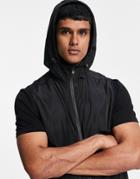 River Island Hooded Vest In Black