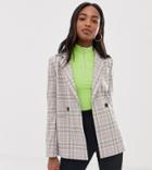 Collusion Tall Double Breasted Check Blazer With Side Tape-multi