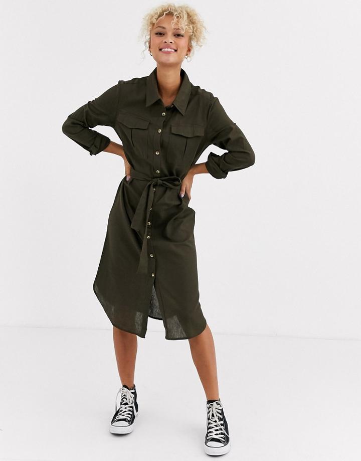 Jdy Tulip Long Sleeve Tie Waist Shirt Dress-navy