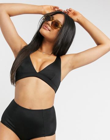 Monki Yvette Top Recycled Polyester Bikini Top In Black