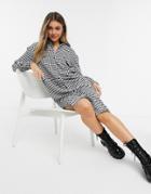 Lola May Midi Shirt Dress In Black And White