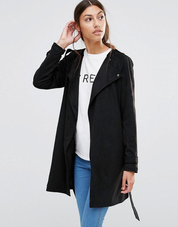 Vero Moda Faux Suede Belted Jacket - Black