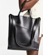 Claudia Canova Diagnonal Flap Tote Bag In Black
