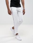 Asos Super Skinny Smart Pant With Tux Stripe In White - White