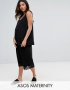 Asos Maternity Lace Hem Wide Leg Crop Pant - Black