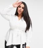 In The Style Plus X Jac Jossa Blouse With Tie Waist In White
