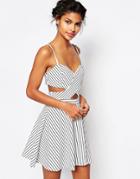 Wyldr Peek-a-boo Stripe Mini Dress - Multi