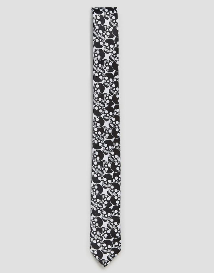 Ssdd Halloween Tie With Skulls - Black