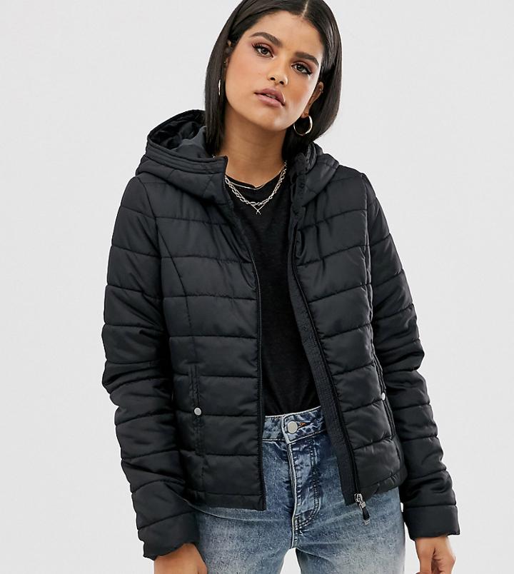 Vero Moda Tall Padded Jacket With Hood-black