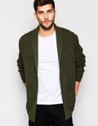 Asos Longline Shawl Placket Cardi - Khaki Marl