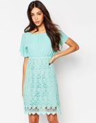 Traffic People Carry On Crochet Backless Dress - Mint